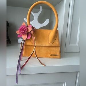 JACQUEMUS Le Grand Chiquito Suede Leather Orange Large Handbag Authentic